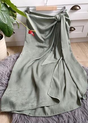 Сaтиновая юбка миди от zara, размер l