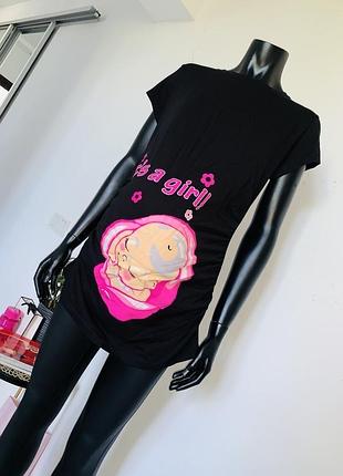 Стильная футболка для беременных purpless tm с принтом it’s a girl! 🎀 100% хлопок | uk14