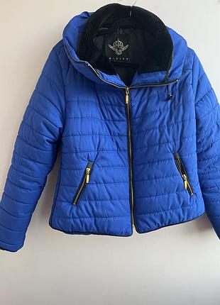 Куртка демі тепла жіноча синя розмір л