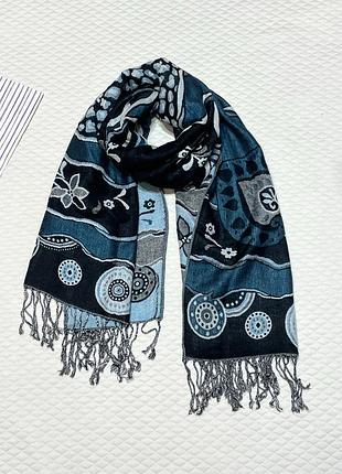 Кашемір + шовк 🩵жіночий широкий шарф / палантин з пашміни + шовку 🌿