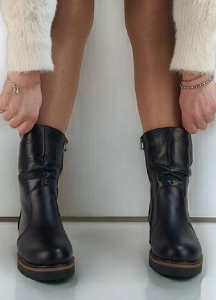 Жіночі черевики 37-42 зимові myz 911 black з натуральної чорної шкіри на платформі