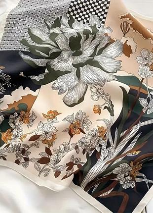 Сатинова жіноча шаль хустка палантин шарф штучний шовк 70/70 см