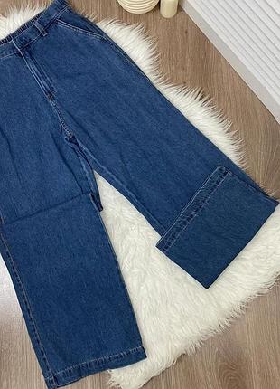 Сині джинси бренд базові широкі палаццо джинси на резинці
