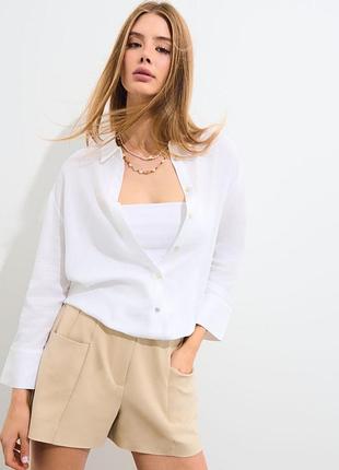 Білосніжна сорочка з льону та віскози mohito