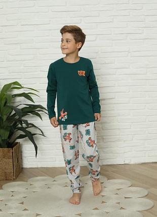 Піжама для хлопчика підліткова бавовна принт ведмеді на скейті