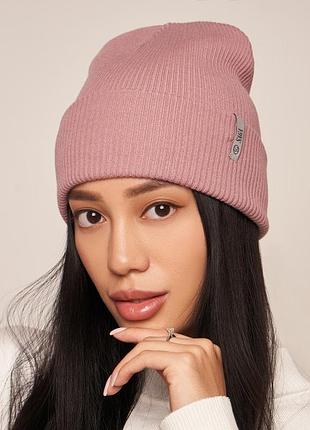 Женская шапка лопата с отворотом