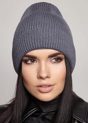 Вязаная женская шапка смоук