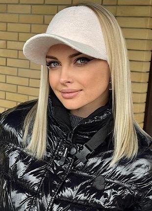 Женская теплая кепка визор розовая