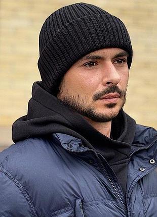 Мужская вязаная классическая шапка