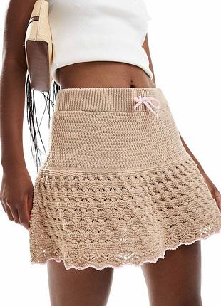Юбка вʼязана спідниця трикотажна беж