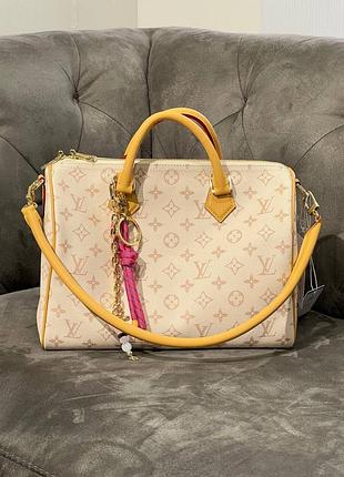 Сумка люкс якість speedy 30 cmvuitton луи витон бежева сумка канва монограм