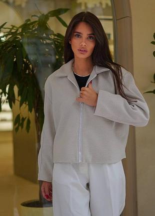 Стильное пальто-бомбер оверсайз из кашемира 🤎 беж / шоколад / графит, размер 42-46, мод.391