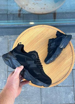 Женские кроссовки черного цвета замша высокая подошва спортивные повседневные на осень