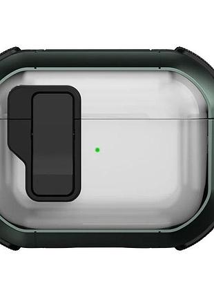 Футляр протиударний locking button для навушників airpods pro black чохли, apple green, пластик, протиударний, футляр