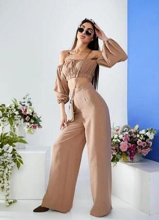 Женский костюм двойка брюки + топ