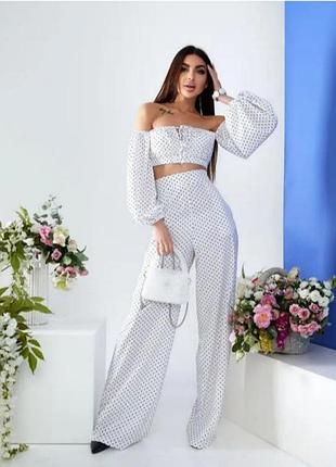 Женский костюм двойка брюки + топ