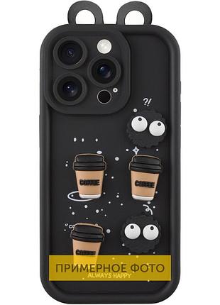 Чохол tpu toys case with ears для xiaomi redmi note 14 pro 4g brown чохли, black, tpu, об'ємний 3d, накладка