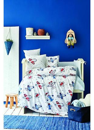 Дитячий набір у ліжечко для немовлят karaca home — airship mavi блакитний (10 предметів) (svt-2000022254021)
