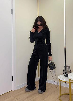 Женский брючный велюровый костюм