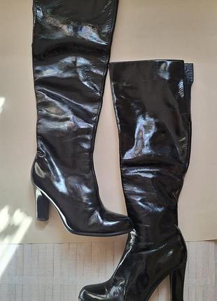 Сапоги демисезонные высокие лаковая натуральная кожа 37 размер