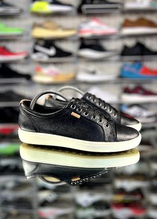 Кеды ecco soft 7 39 размера чёрные кожа