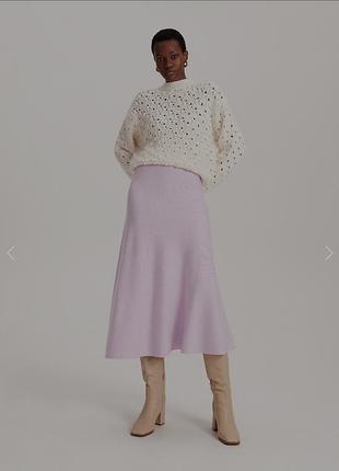 Ажурный свитер нежно плавно-розового цвета 60% коттон+40% акрил