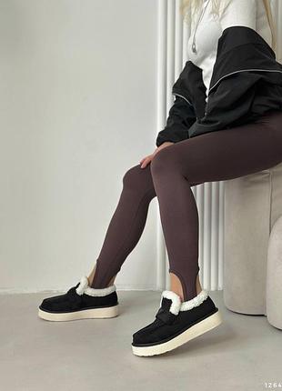 Лофери утеплені , еко-замша, всередині еко-хутро