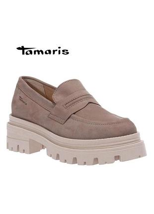 Tamaris туфли лоферы из натуральной кожи нубук
