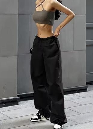 Спортивні широкі карго штани з карманами street style для танців парашути повсякденні оверсайз спортивки