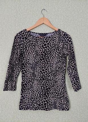 Котоновий лонслів в анімалістичний принт топ під піджак