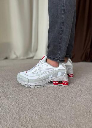 Мужские кроссовки supreme x nike shox ride 2 sp white grey