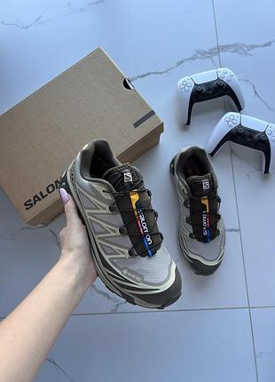 Кроссовки salomon xt-6 vintage khaki gore-tex хаки серые мужские