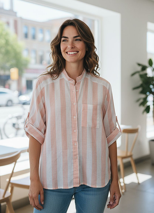 Женская рубашка в полоску, легкая хлопковая рубашка