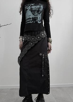 Чорний круглий ремінь з еко шкіри y2k