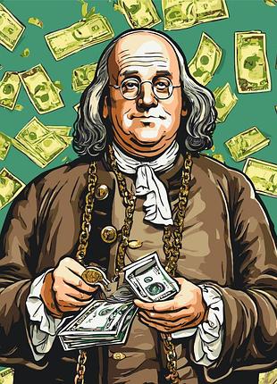 Картина за номерами з фарбами металік бенджамін франклін lw 3286