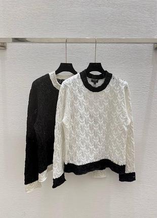 Свитер женский вязаный белый черный