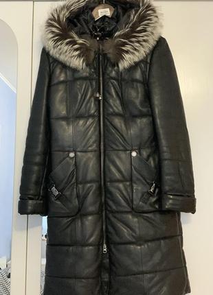 Зимне кожаное пальто2 фото
