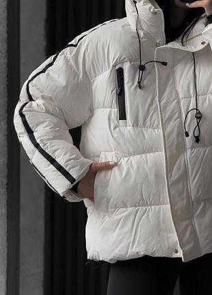 Жіноча дуже тепла зимова куртка з наповнювачем біопух на замку з капюшоном і кишенями