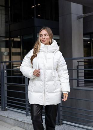 Зимняя удлиненная куртка на пуху зимний пуховик