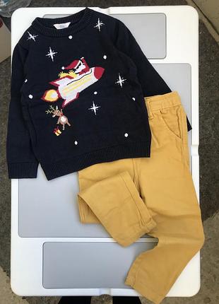 Комплект светр новорічний різдвяний вязаний теплий якісний джинси