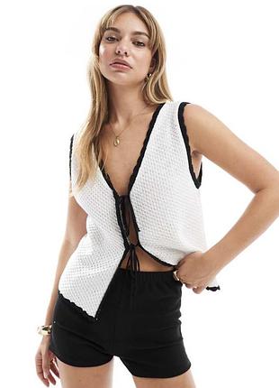 Топ жилетка вʼязана на завʼязках бавовна asos