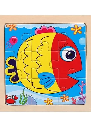Пазл деревянный из 9 элементов 11x11 см рыба