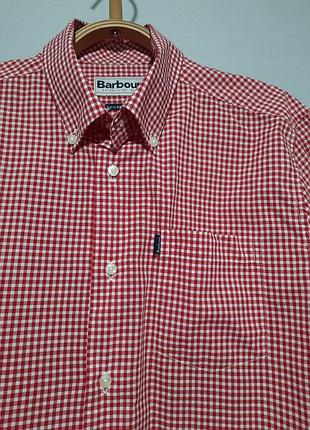 Рубашка в клетку barbour красно/белая m 100% коттон