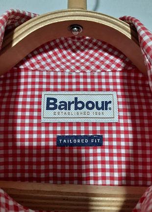 Рубашка в клетку barbour красно/белая m 100% коттон