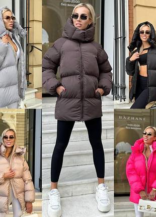 Зимний объемный пуффер куртка пуховик с капюшоном