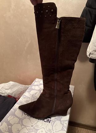 Чоботи натуральна замша, натуральне хутро