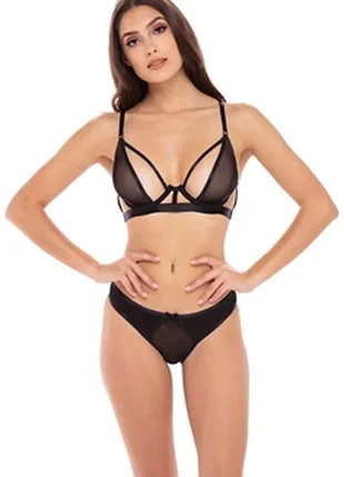 Sale 🖤 сексі напівпрозорий комплект трусики та бюстгальтер з портупею