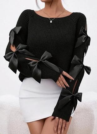 Шикарная женская кофта, свитер, джемпер с бантиками,