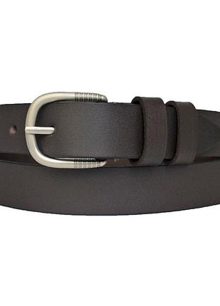 Ремень коричневый кожаный женский ремень с серебряной матовой пряжкой milady