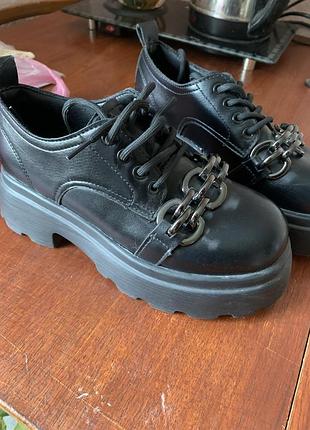 Черевики осінні, лофери жіночі з штучної шкіри